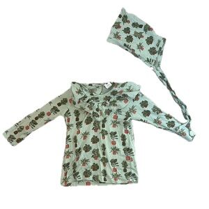 Kate Quinn houseplants long sleeve v neck ruffle with elf hat